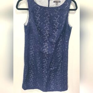 Brooks Brothers Navy Blue 100% Cotton Floral Eyelet Dress size 2